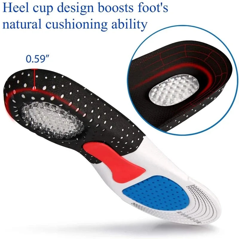 Cuttable Breathable Orthotic Arch Support Shoe Insoles for Men Women Soft Running Cushion Memory Gel Pad with Sweat Absorption