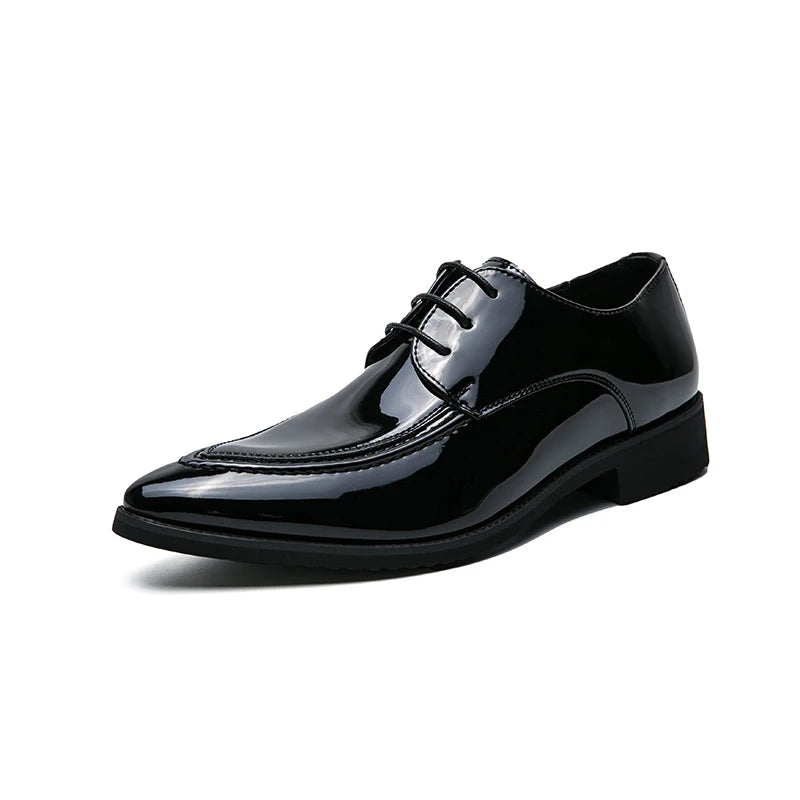 Hot Selling Luxury Banquet Dress Shoes Europe America Men's Pointed Business Shoes Glossy Black Men's Work Leisure Shoes