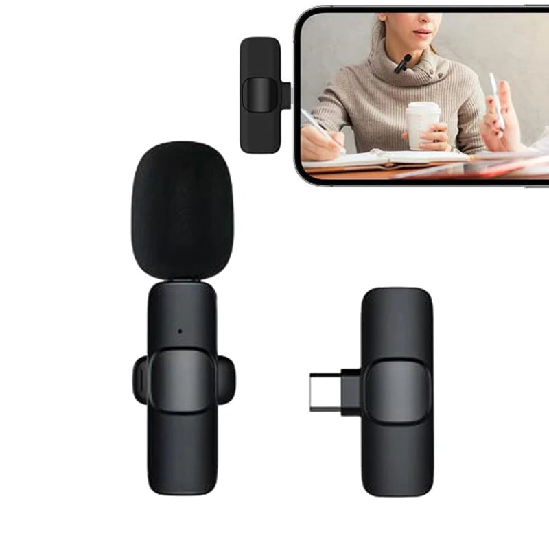 Wireless Lavalier Microphone Portable Audio Video Recording Mini Mic for Android Live Broadcast Gaming Phone Mic