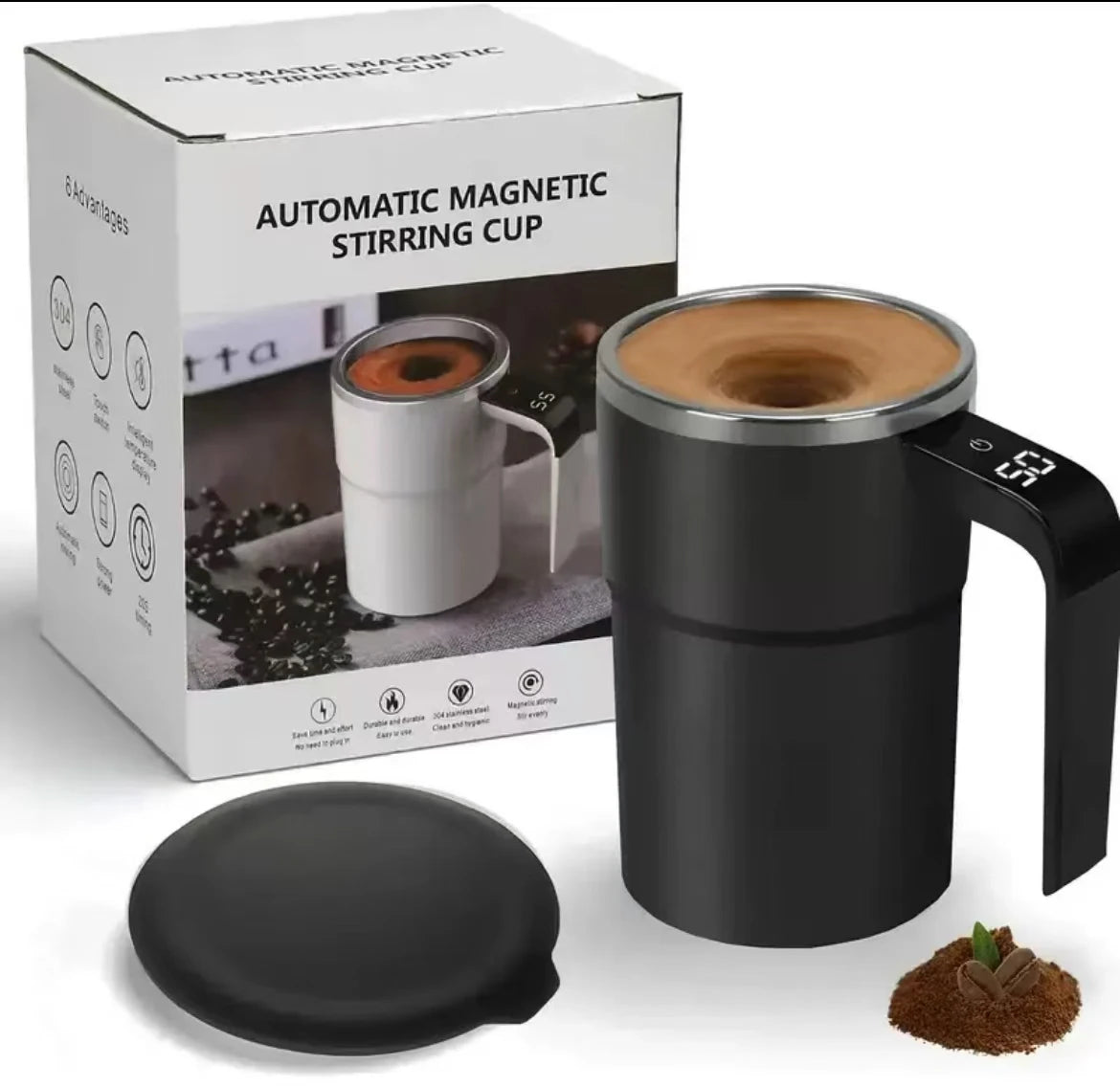 Digital temperature automatic stirring cup, automatic magnetic self stirring coffee cup with temperature display function,