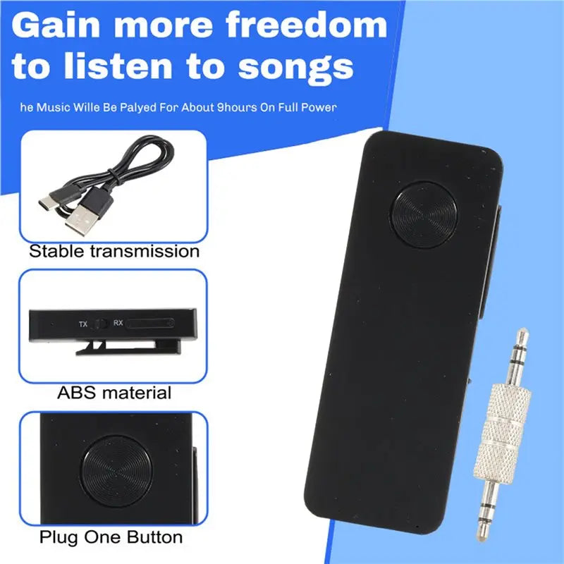 ABDW-Bluetooth 5.3 Transmitter Receiver Adapter Wireless Audio For Car Music Headphone Speaker 3.5Mm Jack AUX Audio Adapter