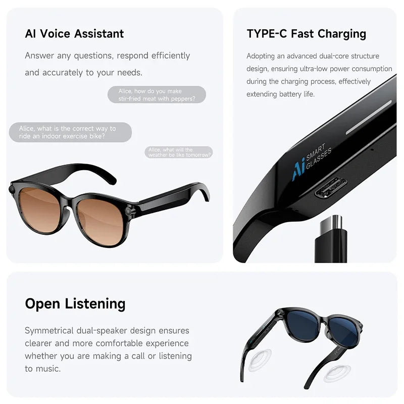 AI smart glasses for first person photography, video shooting, intelligent image recognition, object recognition, language trans