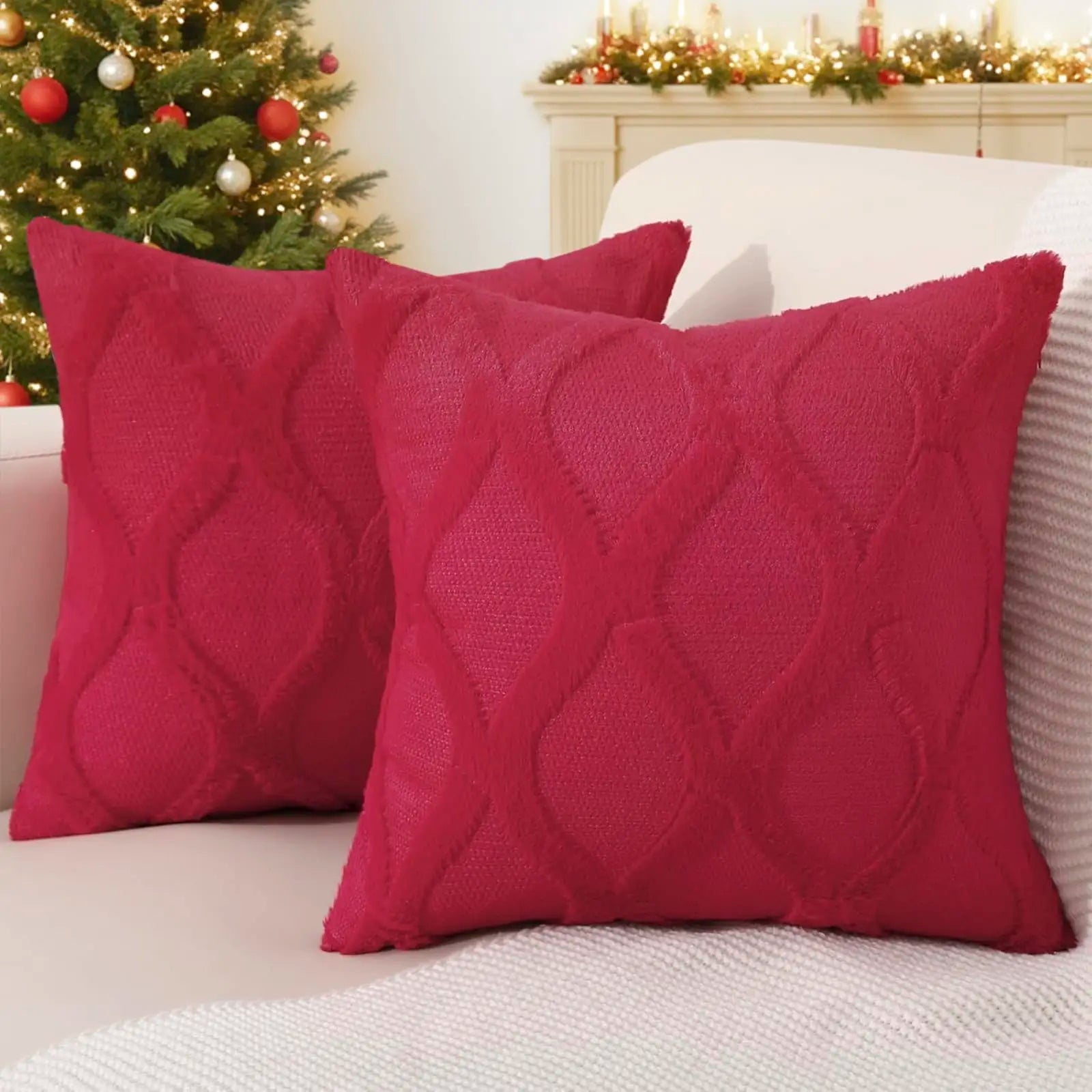 HAPIHAPPY Plush Throw Pillow Covers 12X20 Set of 1 Faux Fur Wool Bed Sofa Living Room Throw Pillow Covers Soft Home PillowCovers