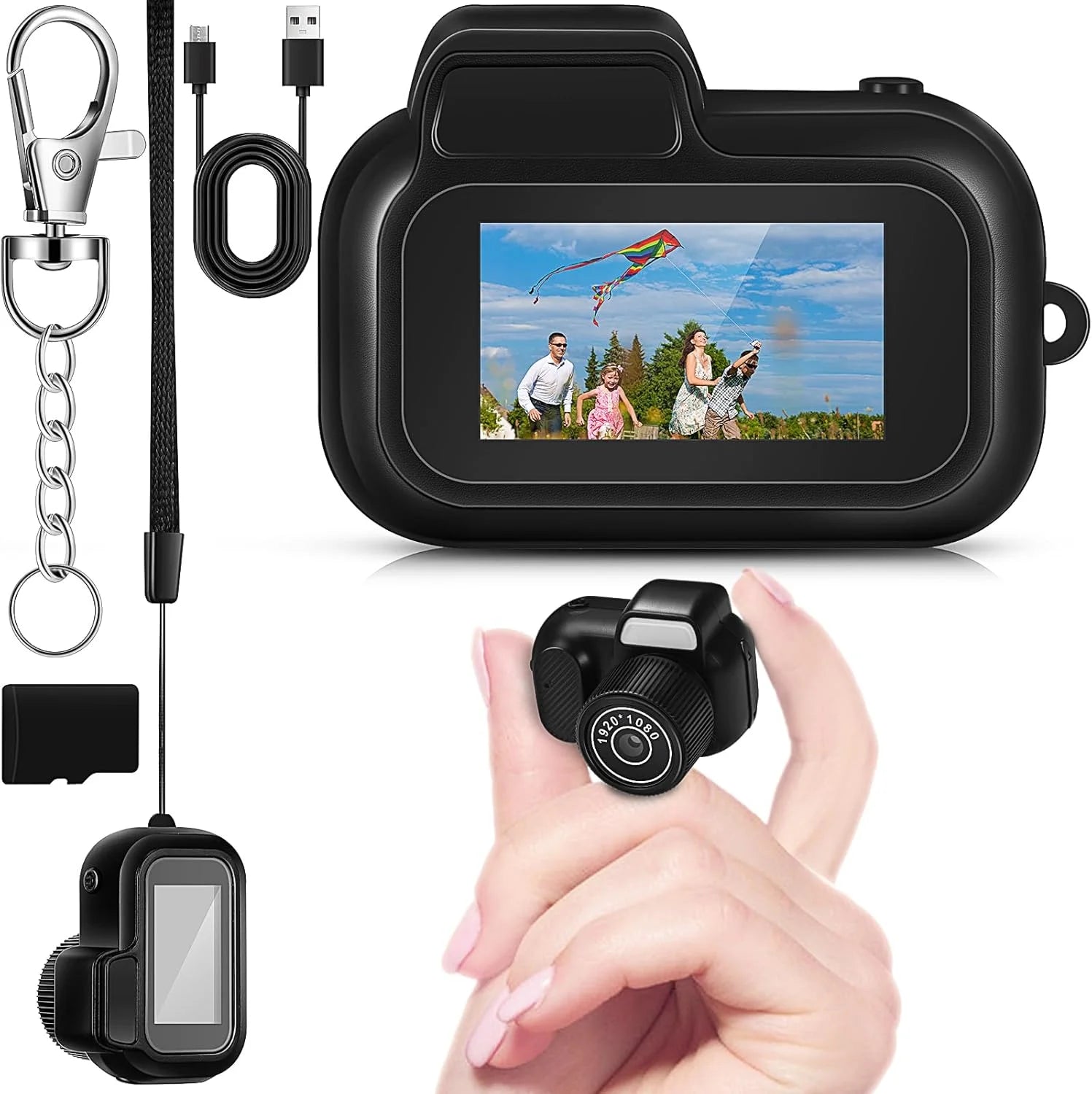Retro Mini Camera with Screen Indoor Home Outdoor 1080p HD Portable Very Small Camera Video  Support TF Card Holiday Gifts