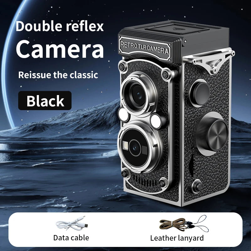 Retro Mini Digital Camera 1080P Dual Lens Design Vintage Manual Joystick Operation 1.54 Inch Portable Camera for Christmas Gift