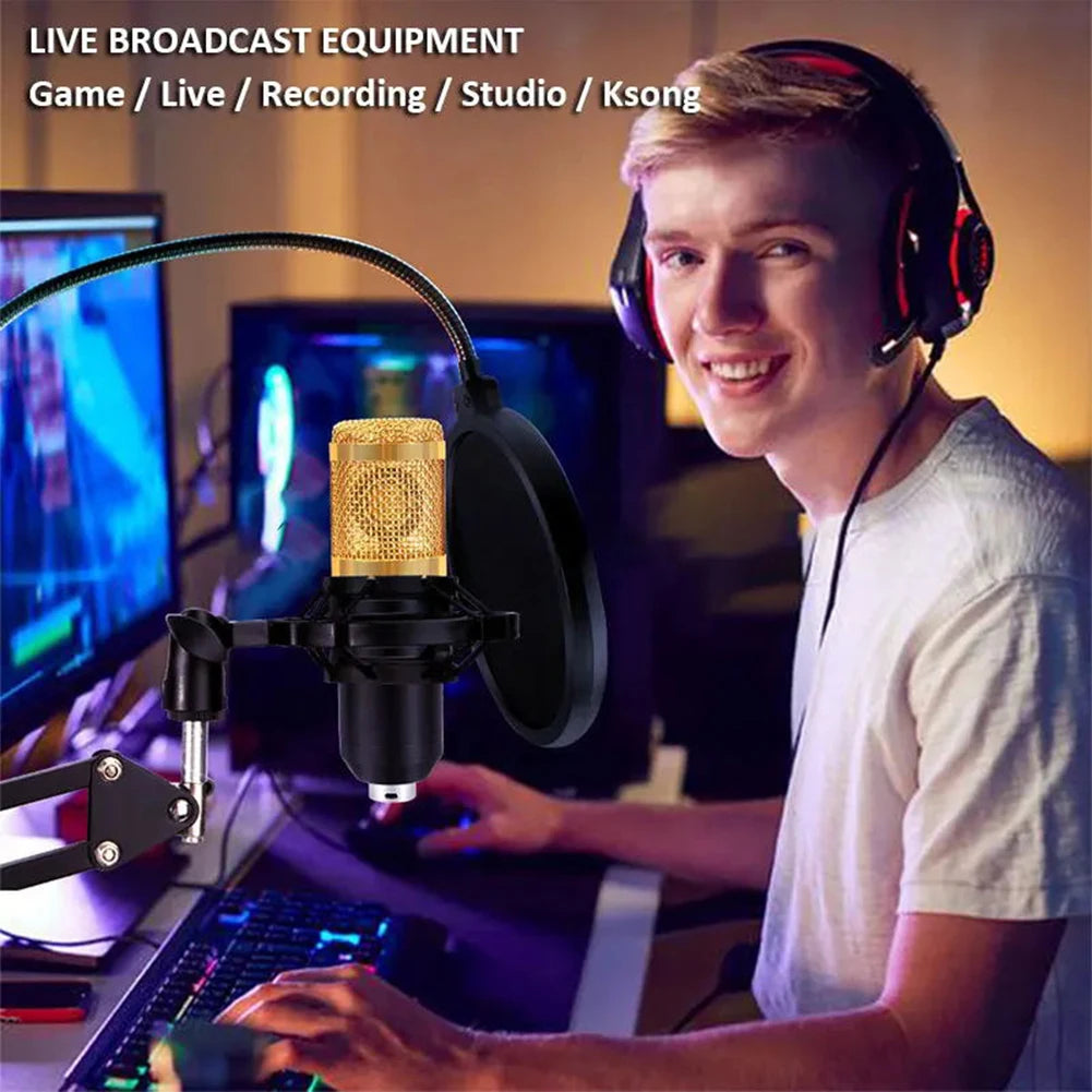 Podcast Equipment Bundle with BM800 Microphone and V8 Sound Card Podcast Equipment  for Podcasting Gaming Music Recording