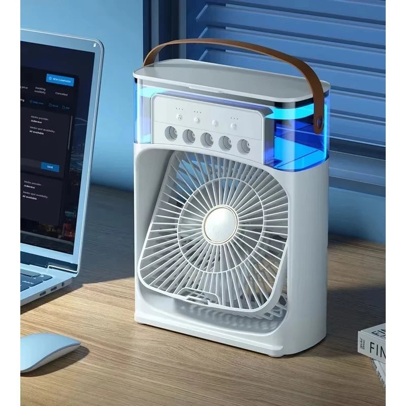 New 3 In 1 Fan AIr Conditioner Household Small Air Cooler LED Night Light Portable Humidifier Air Adjustment Fan Office Home Fan