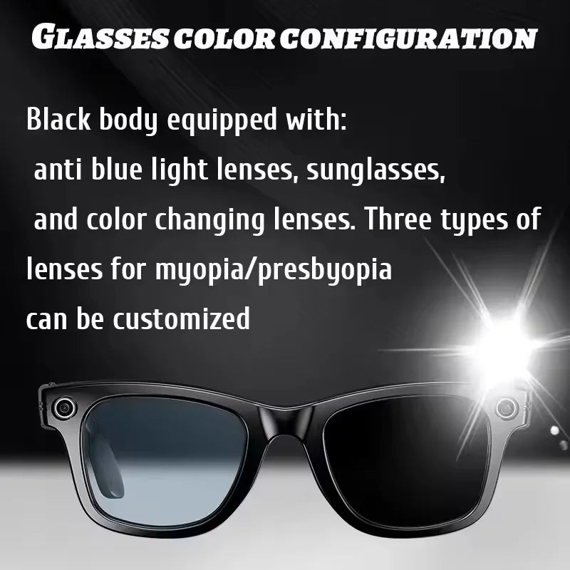 2026 AI Smart Glasses with 8MP Camera Video Recording 100+ Languages Translation Sunglasses Bluetooth Call Music Play Men Women
