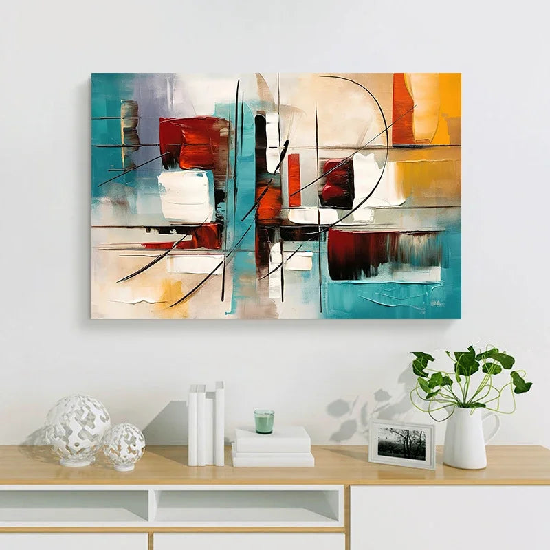 Classic Abstract Wall Art Matte Colour Oil Painting on Canvas Print Poster Home Decor Living Room Bedroom Decorative Painting - Free Item