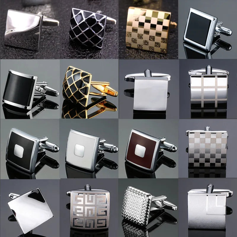 Cufflinks For Men Luxury Silvery Cuffs Retro Metal Cuff Links Mens French Square Button Shirts Business Jewelry Gift For Wedding - Free Item.