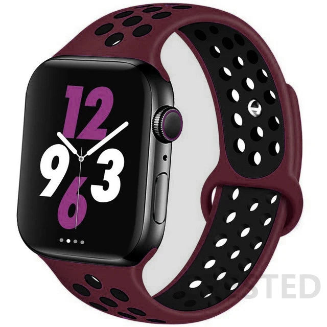 Silicone Strap For Apple Watch Band 45mm 44mm 40mm 49mm 41mm 38mm 42mm Sport bracelet iWatch Ultra 2 Series 9 8 7 6 se for nike