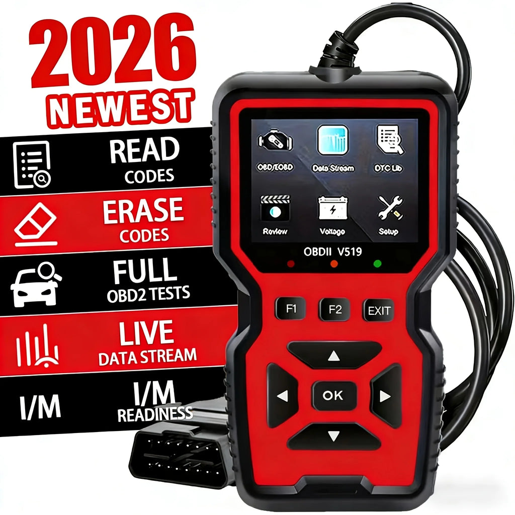V519 Professional Obd2 Scanner - USB Powered Car Diagnostic Tool with Real-Time Data Stream, Full-Featured Obd Ii Testing (I/M Ready, Bod2/Eobd), Clears Check Engine Light, Reads/Erasing Codes from Most Vehicles, Car Maintena