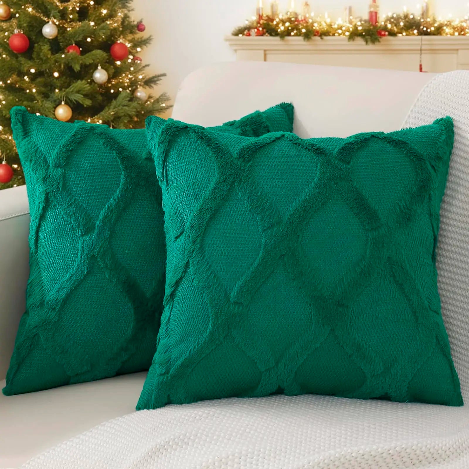 HAPIHAPPY Plush Throw Pillow Covers 12X20 Set of 1 Faux Fur Wool Bed Sofa Living Room Throw Pillow Covers Soft Home PillowCovers