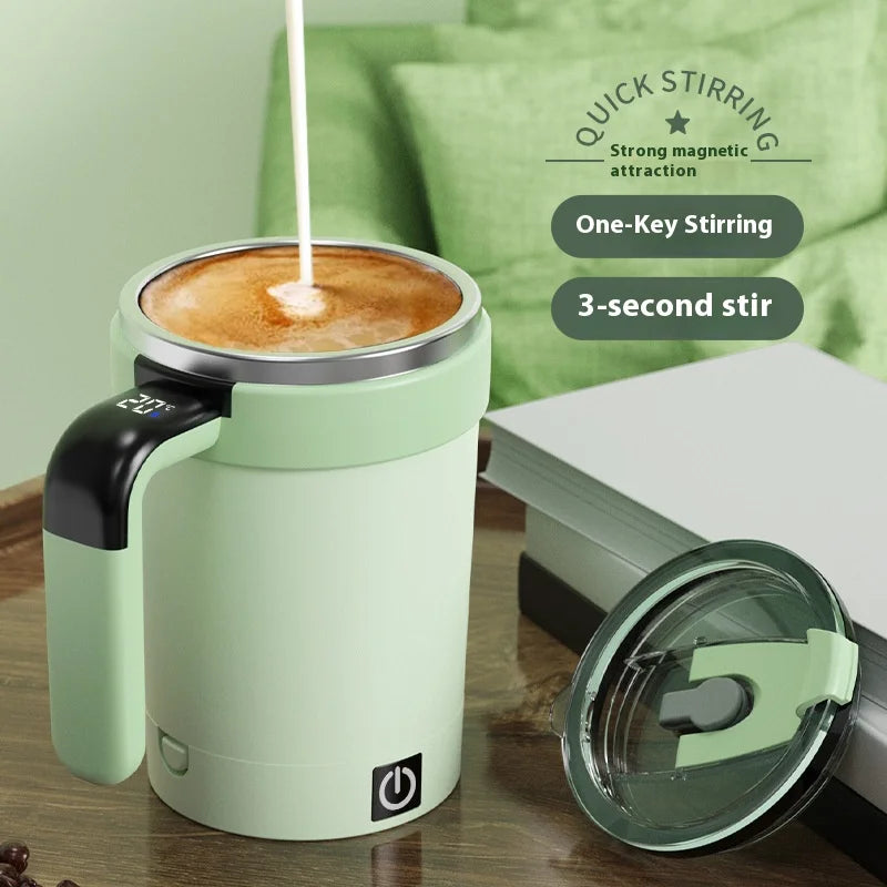 New smart temperature-measuring magnetic automatic stirring cup, electric portable coffee cup, milkshake cup, sports and fitness
