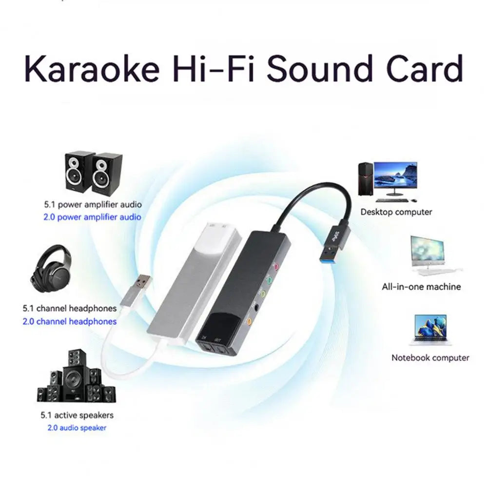 5 1 Sound Card Multifunctional Usb Sound Card with Fiber Optic Spdif for compatible 5 1 Sound Track Support Enhance Computer