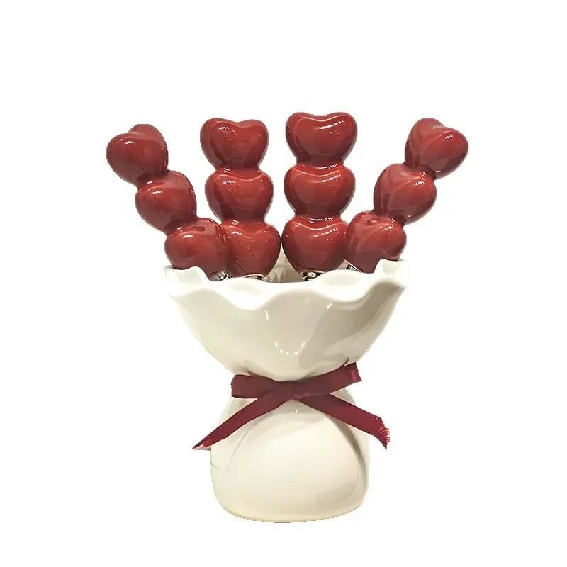 Kitchen Fruit Fork Cute Dessert Home Tableware High Appearance Creative Ceramic Container Stainless Steel Small Fork Set Gift