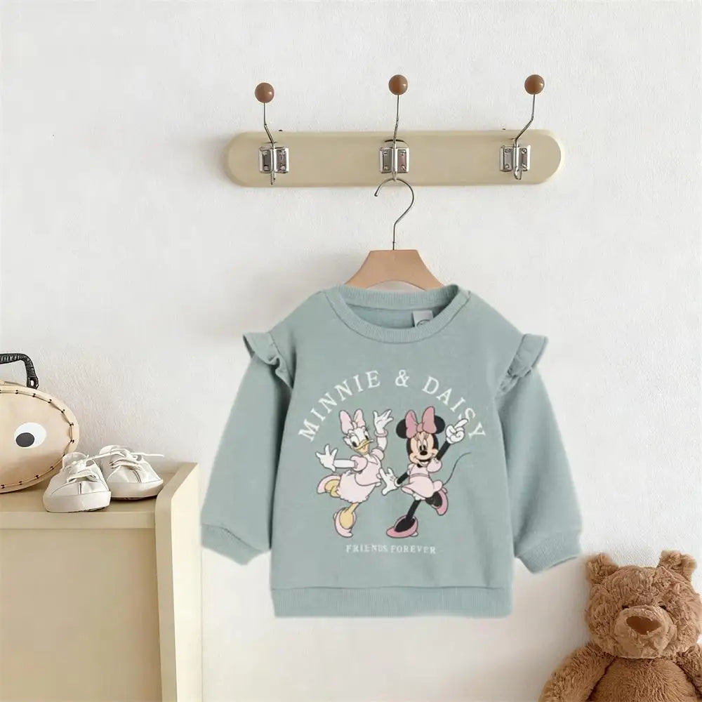 Girls Sweatshirts Long Sleeve Cartoon Printed Crewneck Tops New Design Clothes Minnie Hoodies Spring Autumn Wear Lovely Tops