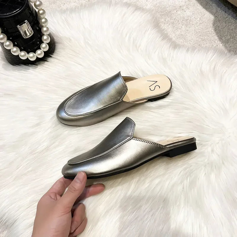 Baotou Half Slippers Women Summer Wear Muller Shoes 2025 New Flat Sandals