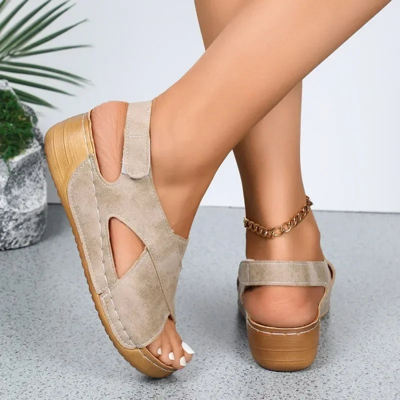 Ladies Shoes 2025 Summer Outdoor Casual Women's Sandals Open Toe Plus Size Daily Light Comfortable Beach Platform Wedge Sandals