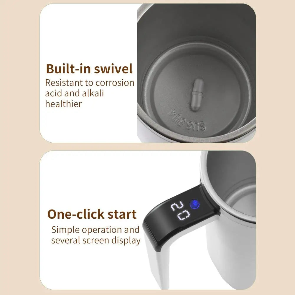 Smart Mixing Cup Electric Magnetic Stirring Cup Temperature Display USB Rechargeable Portable Shaker For Protein Coffee Shake