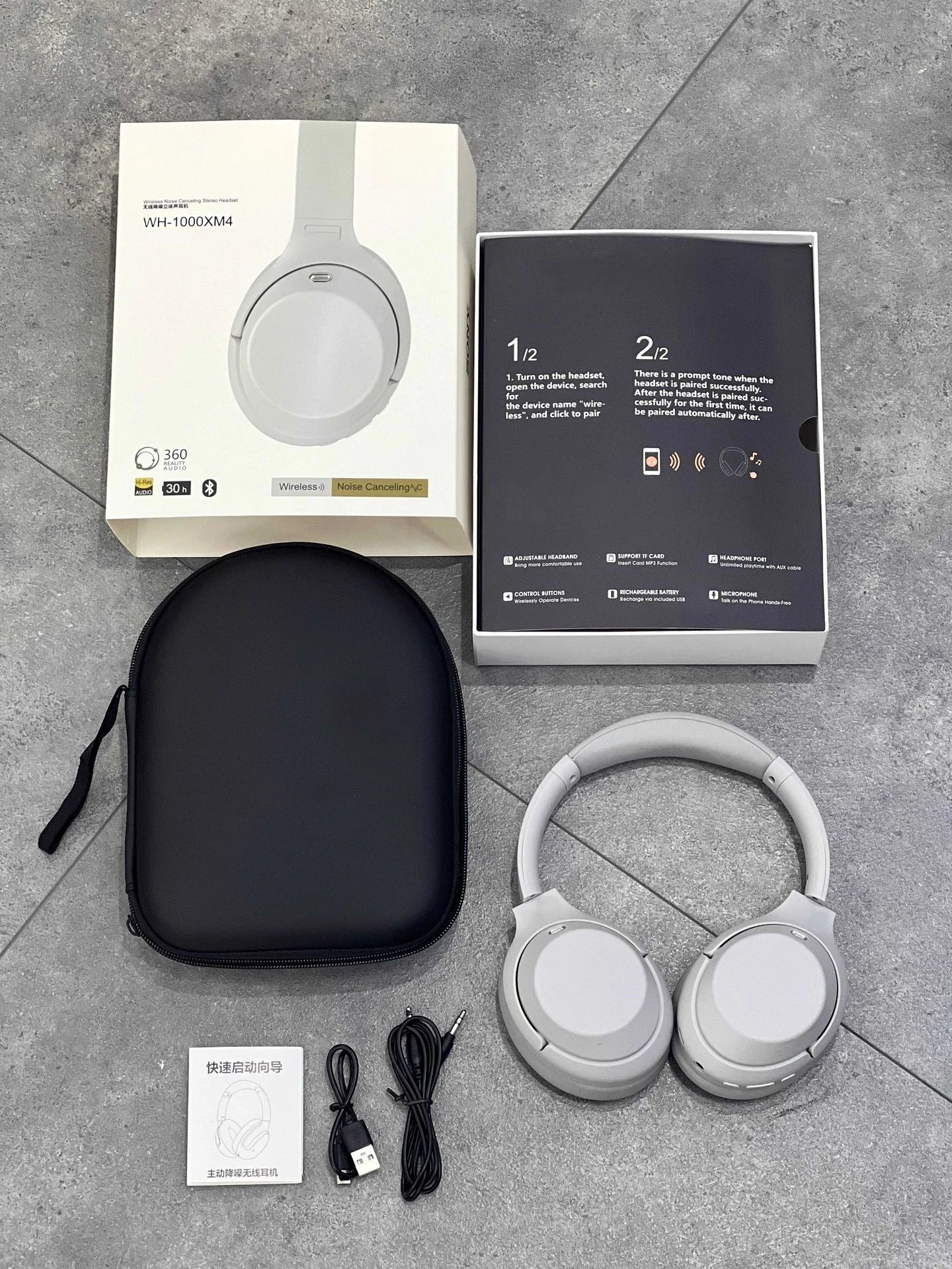 New High-End WH1000XM4 Active Noise Cancelling Over-Ear Bluetooth Headphones, Wireless Call and Sports Headphones with Storage