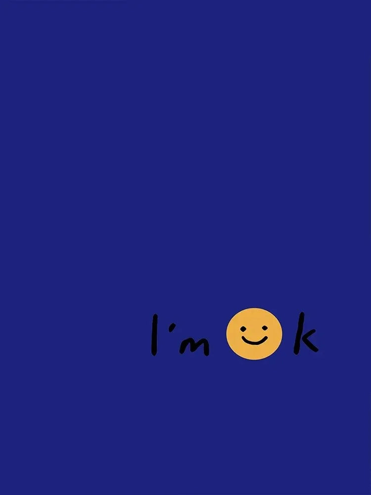 Klein Blue Abstract Line Smiling Face Posters Minimalist Print Canvas Painting Wall Art for Living Room Modern Home Decor