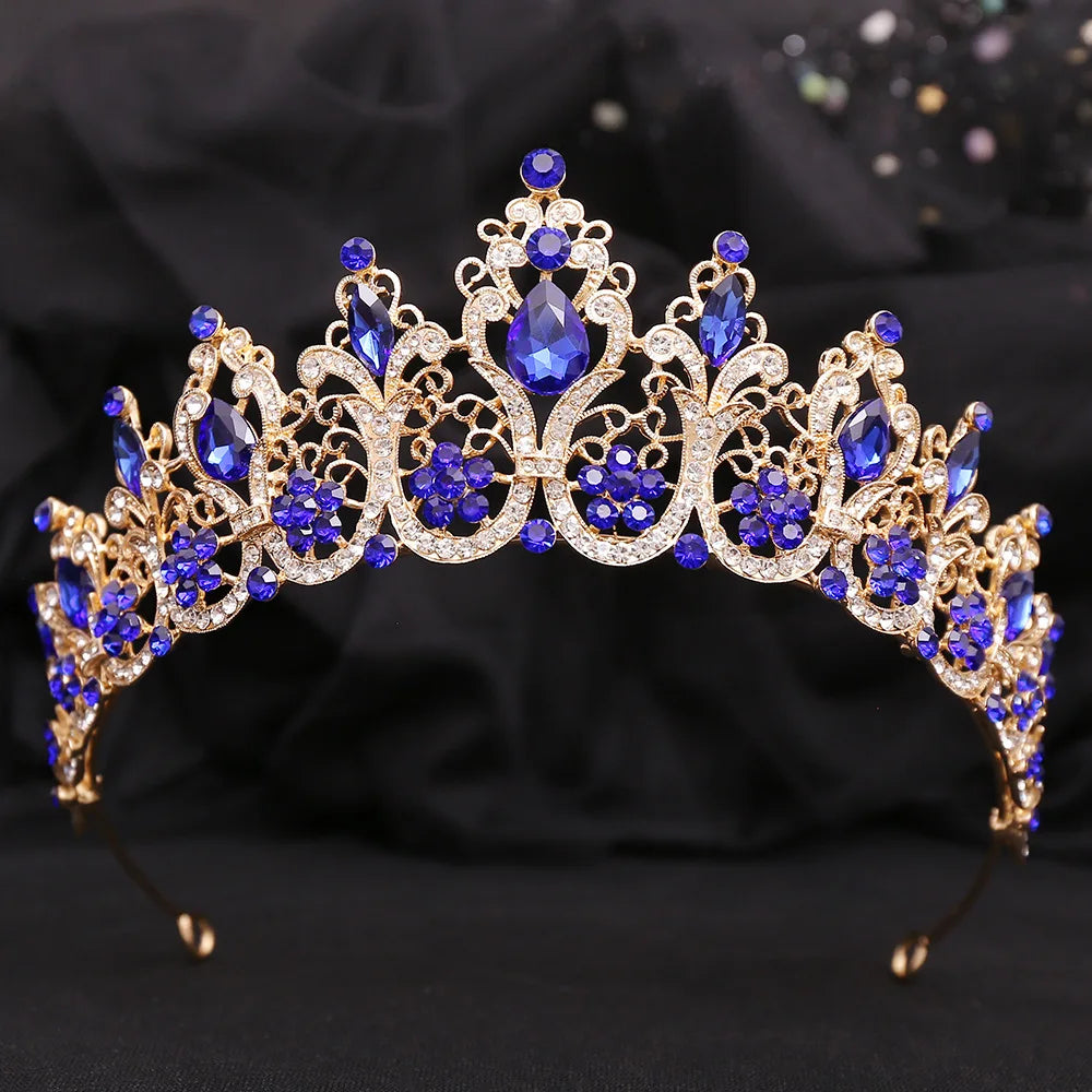 DIEZI Korean Baroque Luxury Bridal Crystal Tiara Crown For Women Girls Wedding Party New Elegant Queen Hair Dress Accessories