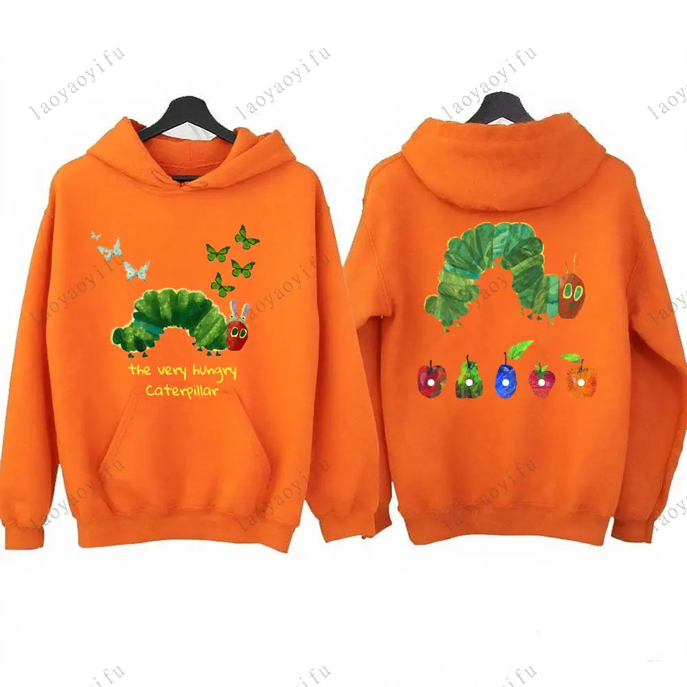 Hungry Caterpillar Printed Hooded The Very Hungry Caterpillar Hoodies Aesthetic Clothes Autumn and Winter Keep Warm Sweatshirt