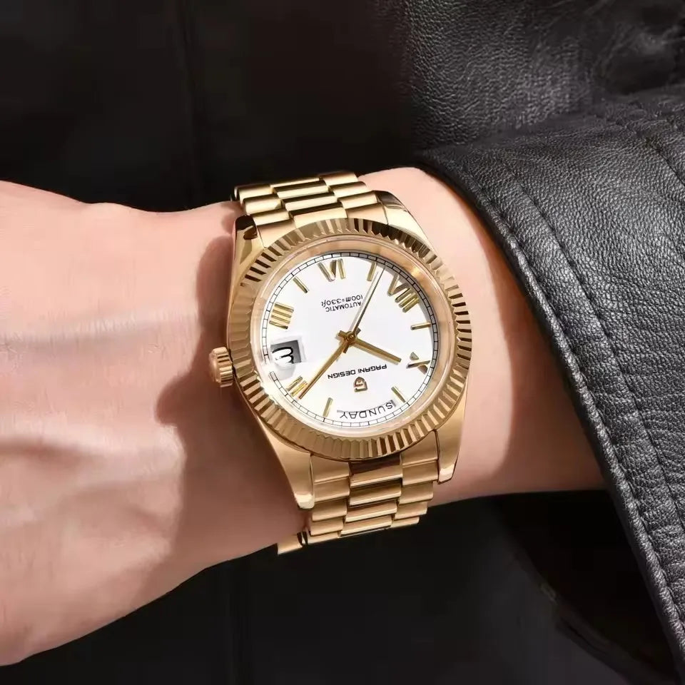 PAGANI DESIGN New Week Calendar Type Man watch ST16 Movt Waterproof Mechanical Watch 316L All Steel Luxury Luminous Men watch