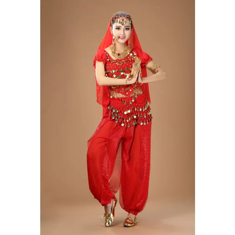 Indain Clothing Dance Practice Clothing Belly Dance Suit New Short-sleeved Suit Belly Dance Clothing Indian Costumes Performance