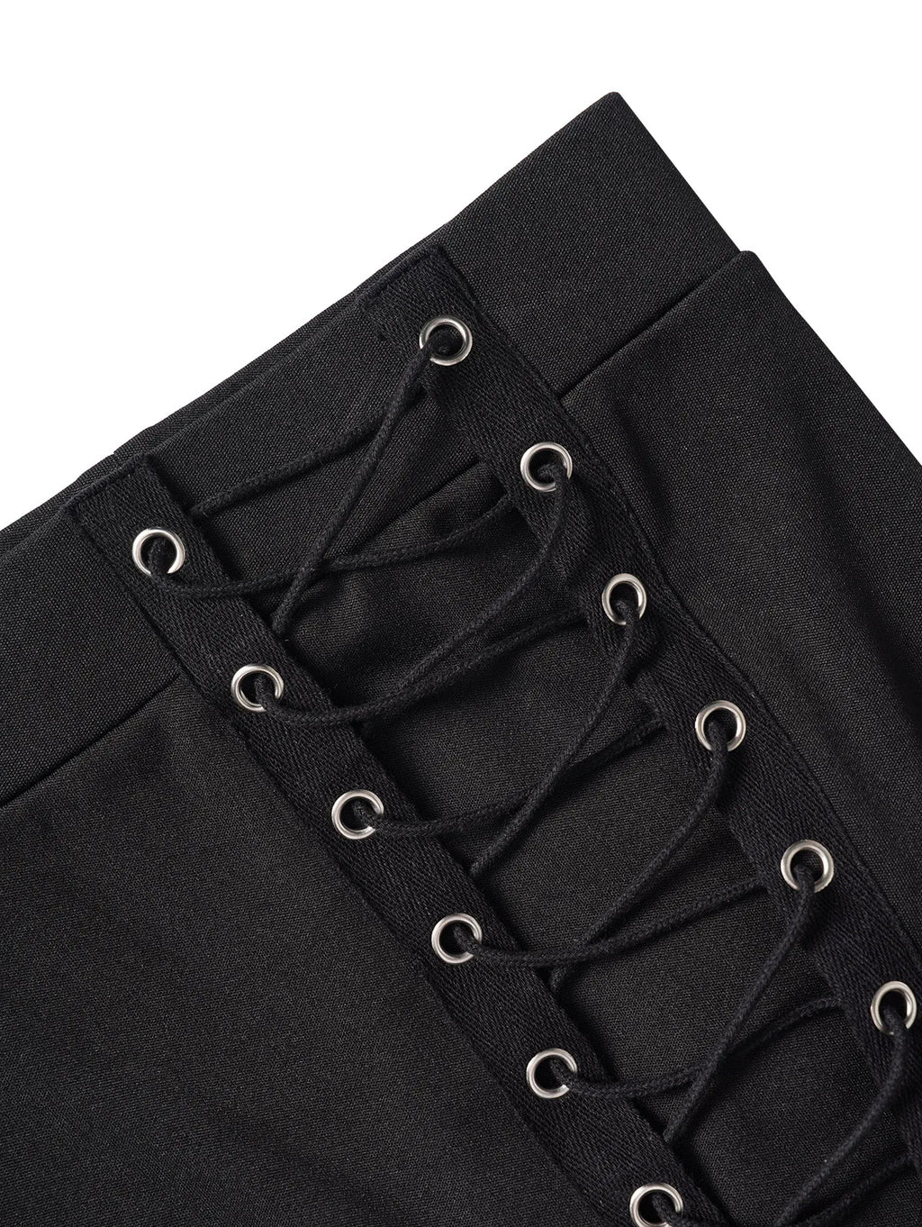 Dressfo New Women's Pants Solid Color Grommet Buckle Lace Up Pants Elastic Waist Punk Skinny Pants