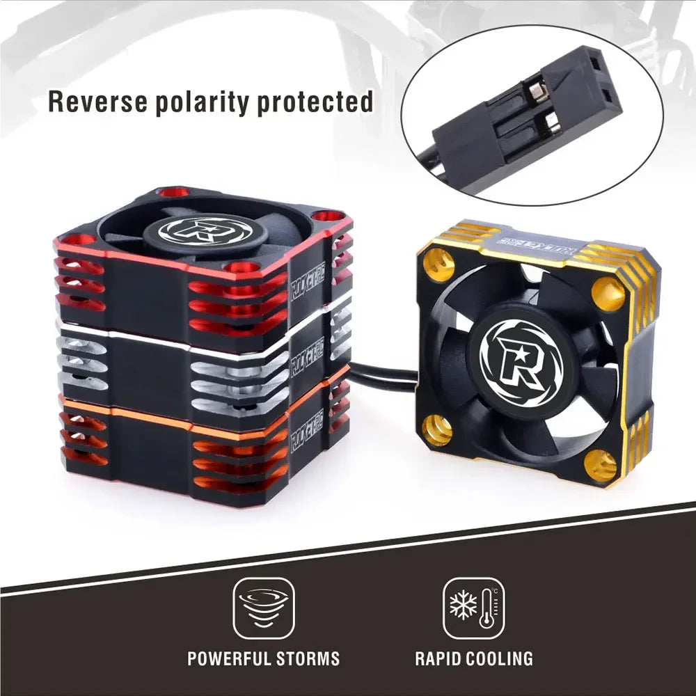 ROCKET-RC 25/30/35/40/50mm Metal Cooling Fan V2 32000/28000/21000/16000/10000RPM for 1/8 1/10 1/12 RC Car 540/550/3650 Motor ESC