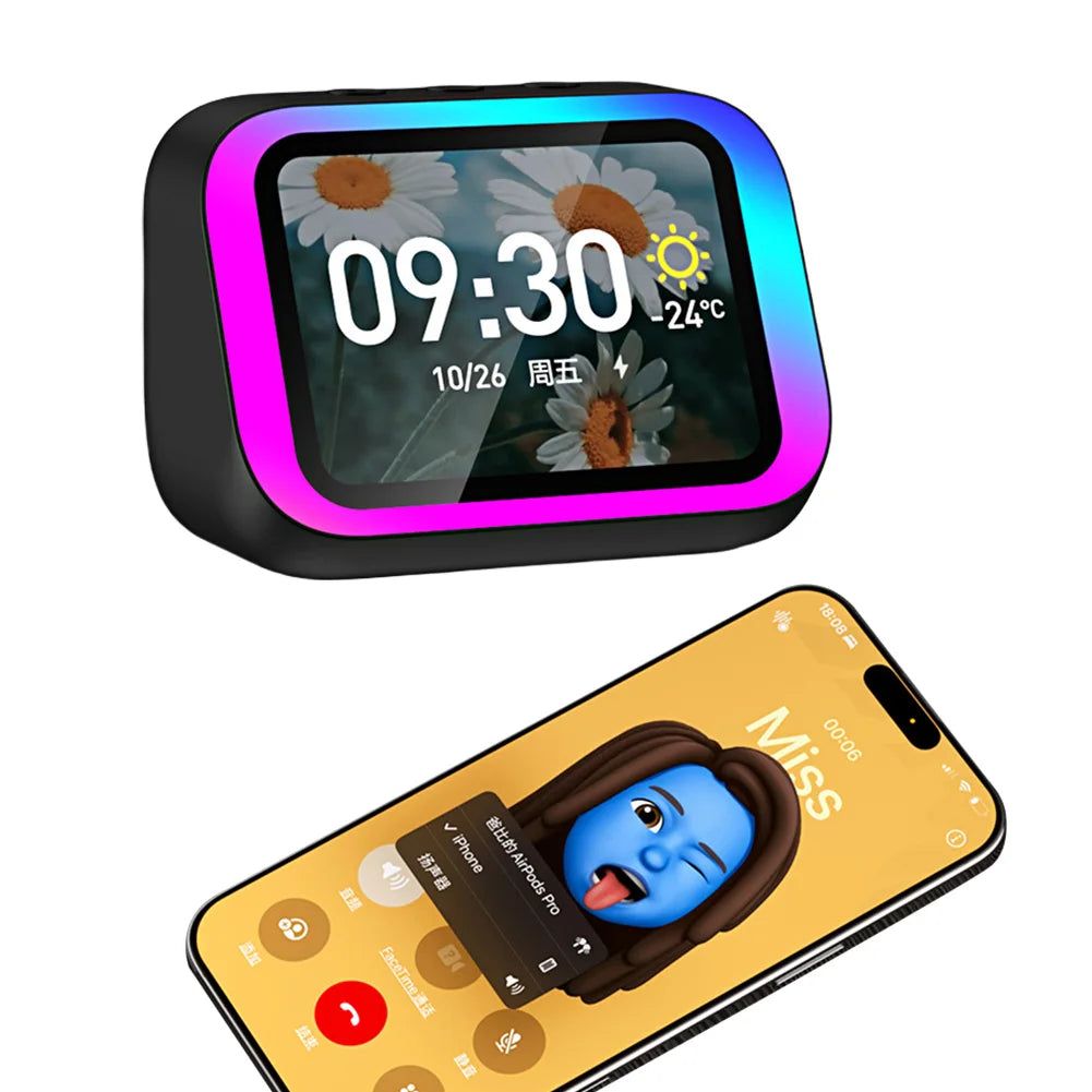 Smart Speaker with HD Display AI Voice Assistant Bluetooth 5.4 Music Player Weather Show Hands Free Calling Custom Photo Album