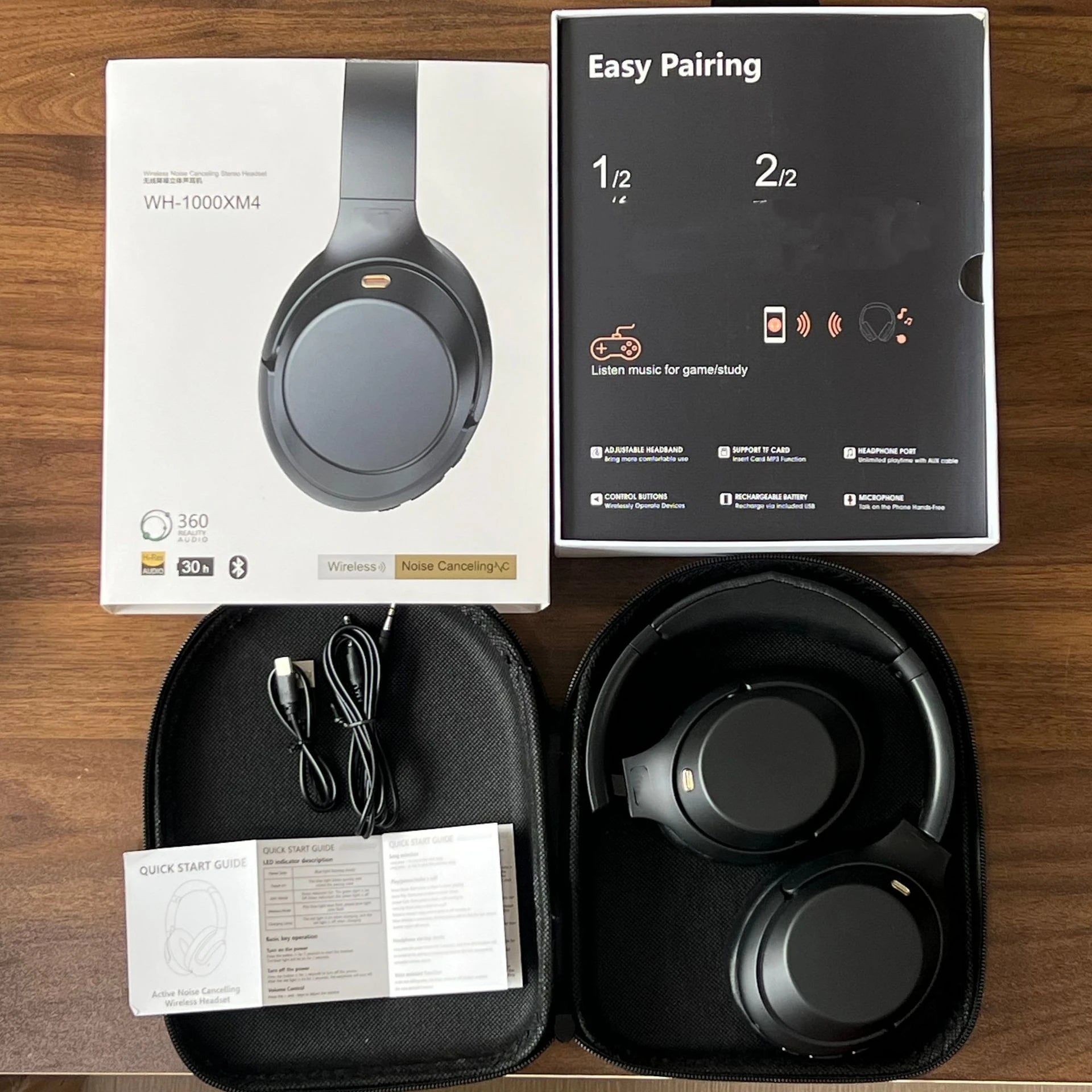 New High-End WH1000XM4 Active Noise Cancelling Over-Ear Bluetooth Headphones, Wireless Call and Sports Headphones with Storage