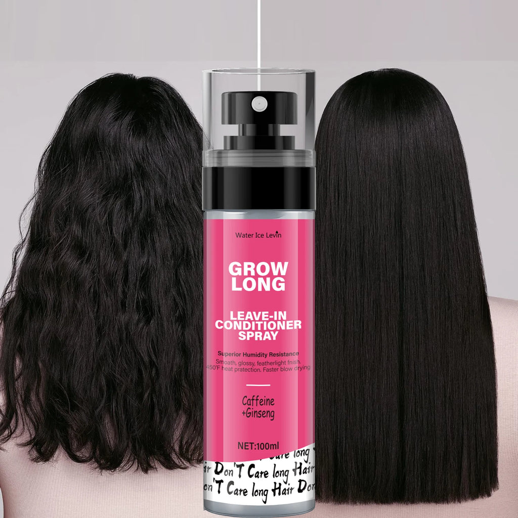 Leave-In Conditioner Spray and Softener, Long Biotin - Anti-Frizz Deep Conditioner for Split Ends and Fracture - Vitamin E, Caffeine and Ginseng, Suitable for Curly Hair, Dry and Damaged Hair - Free Item