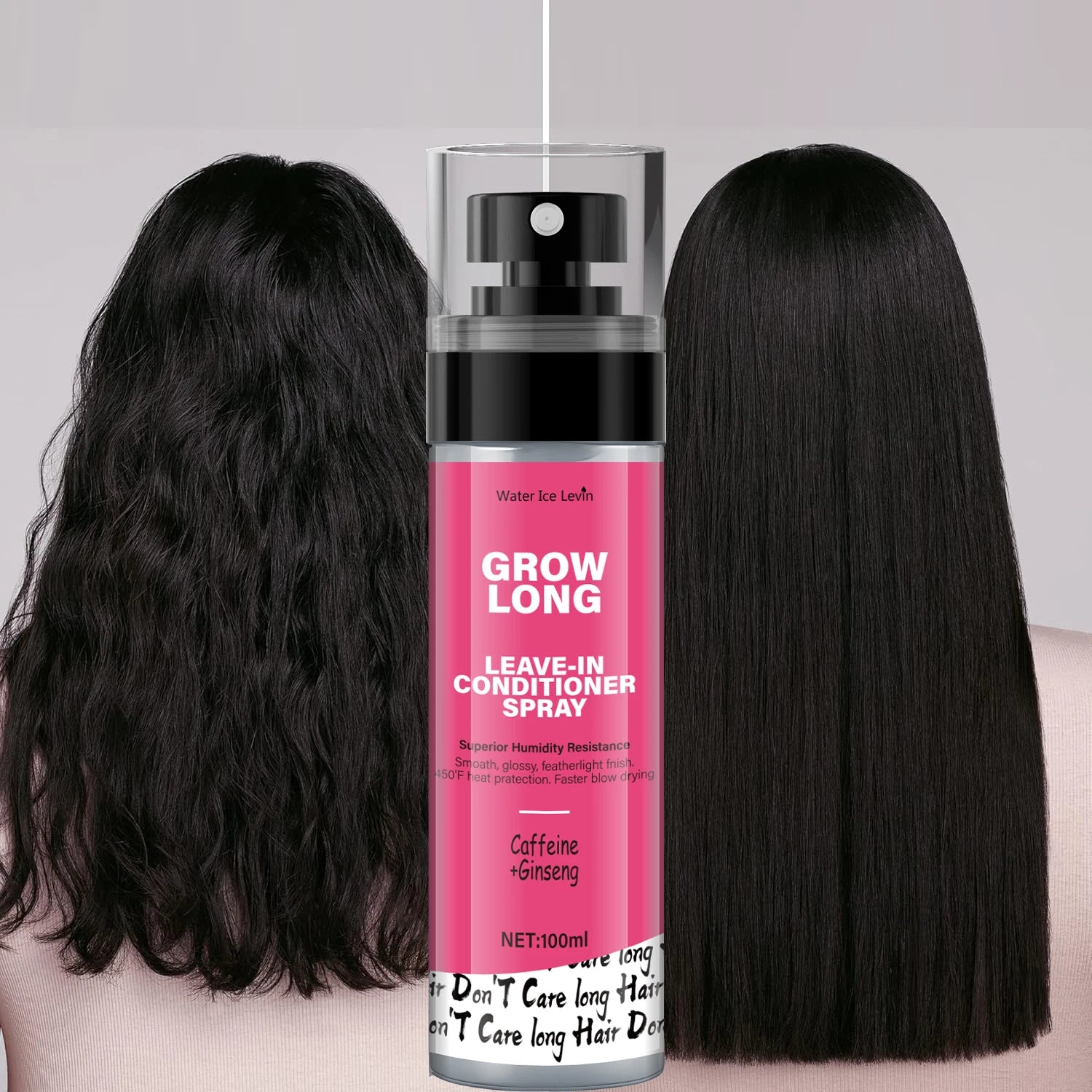 Leave-In Conditioner Spray and Softener, Long Biotin - Anti-Frizz Deep Conditioner for Split Ends and Fracture - Vitamin E, Caffeine and Ginseng, Suitable for Curly Hair, Dry and Damaged Hair - Free Item