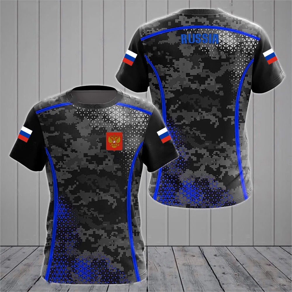 Russia Flag National Emblem 3D Print T-Shirt Men Women Fashion Streetwear Oversized Short Sleeve T Shirts Man Tees Tops Clothing
