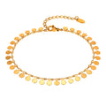 Anklet Bracelets for Women, Waterproof Anklet Adjustable Foot Chain, Coin Dangling Stainless Steel Hypoallergenic Beach Jewelry