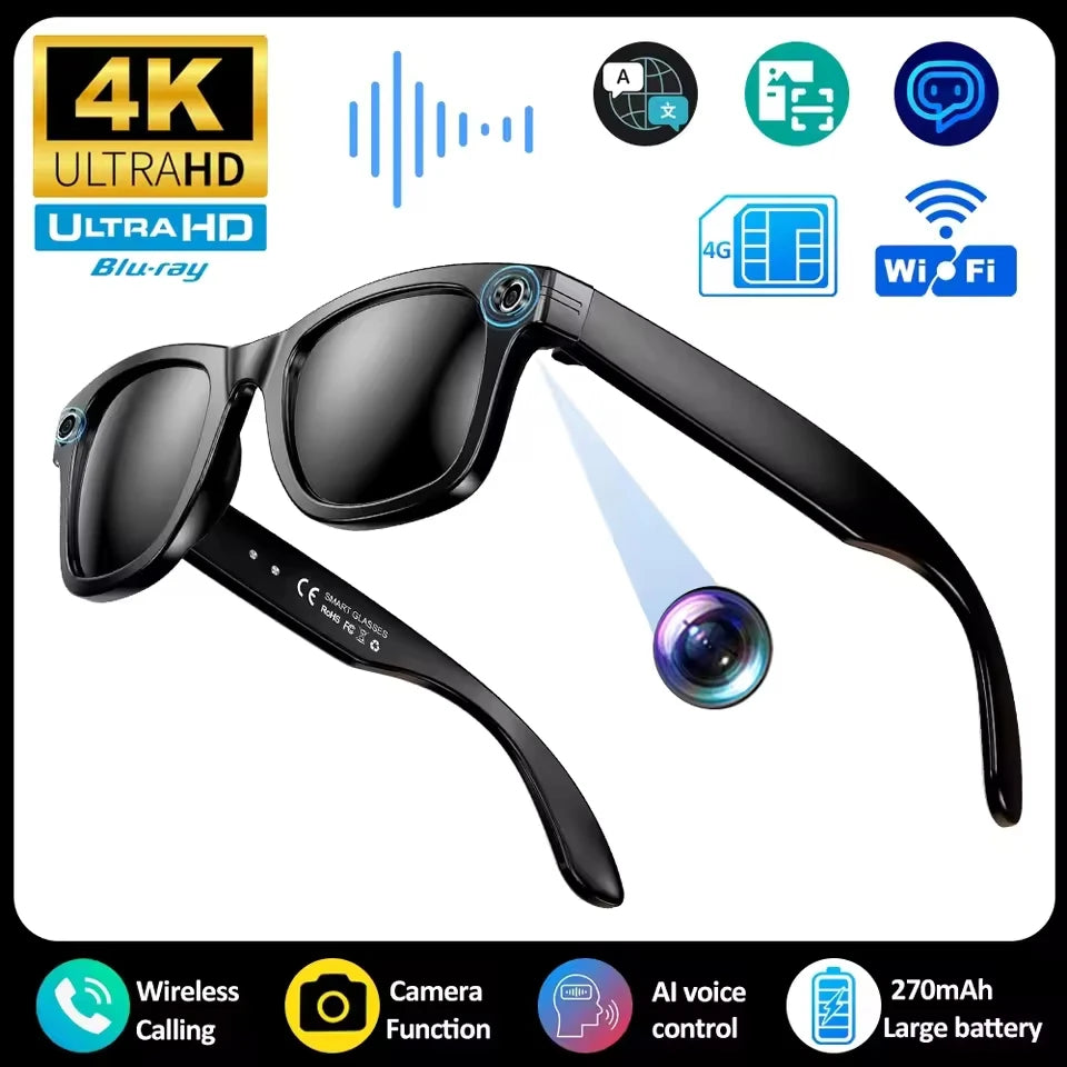 AI Smart Glasses 800W Pixel Camera Photo Video Sunglasses AI ChatGPT Translation Recording Office Meeting Bluetooth Call Glasses