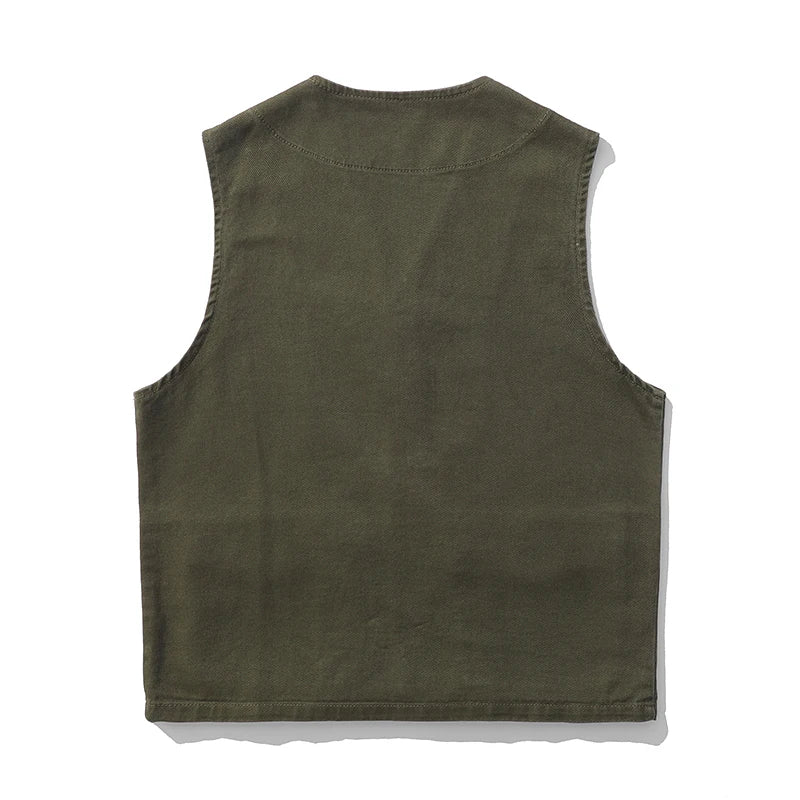 2023 Spring  Cotton high street American style classic denim vest for men Sleeveless casual waistcoat men's casual vest