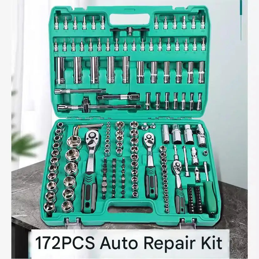 151-Piece Auto Repair Tool Set - Upgraded S2 Steel Ratchet, Pearl Nickel/Matte Chrome Finish, Comprehensive Kit for Car/Truck