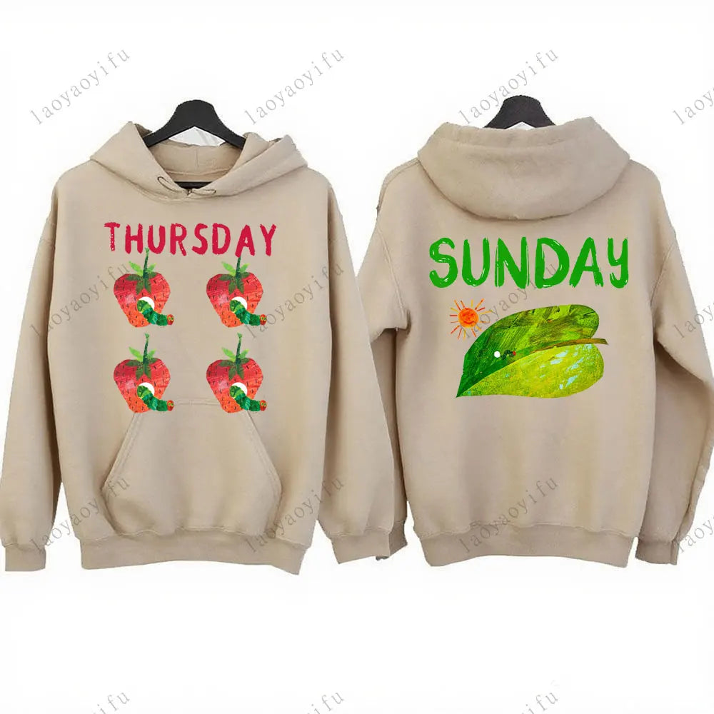 Hungry Caterpillar Printed Hooded The Very Hungry Caterpillar Hoodies Aesthetic Clothes Autumn and Winter Keep Warm Sweatshirt