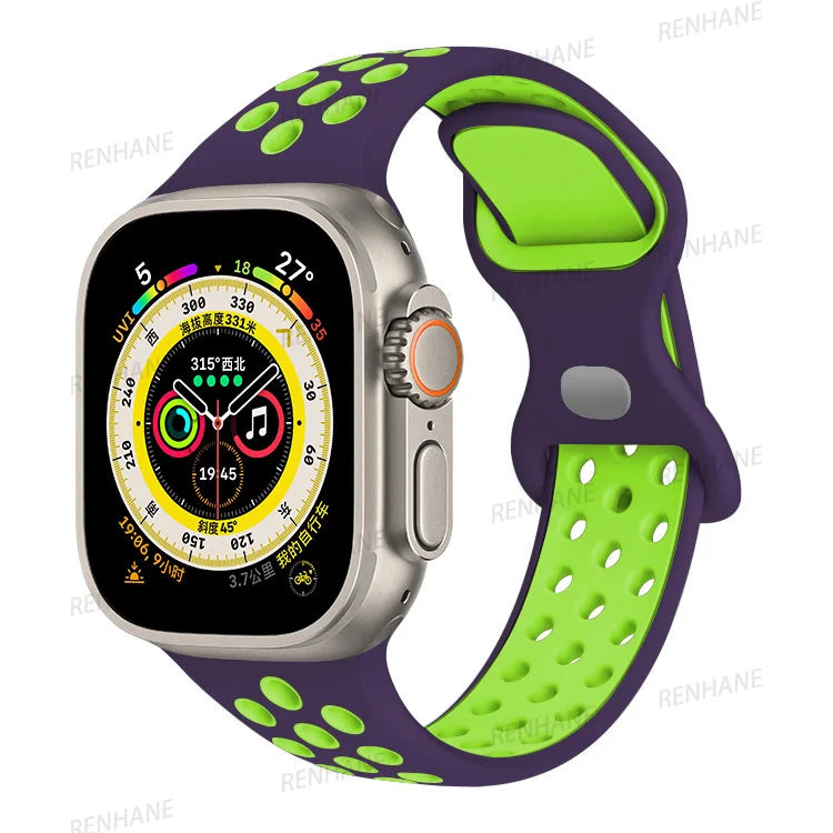 Strap For Apple Watch Ultra 7 8 9 41mm 45mm 40 44 42mm for nike sport Band iWatch serie SE 6 49mm Silicone Breathable bracelet