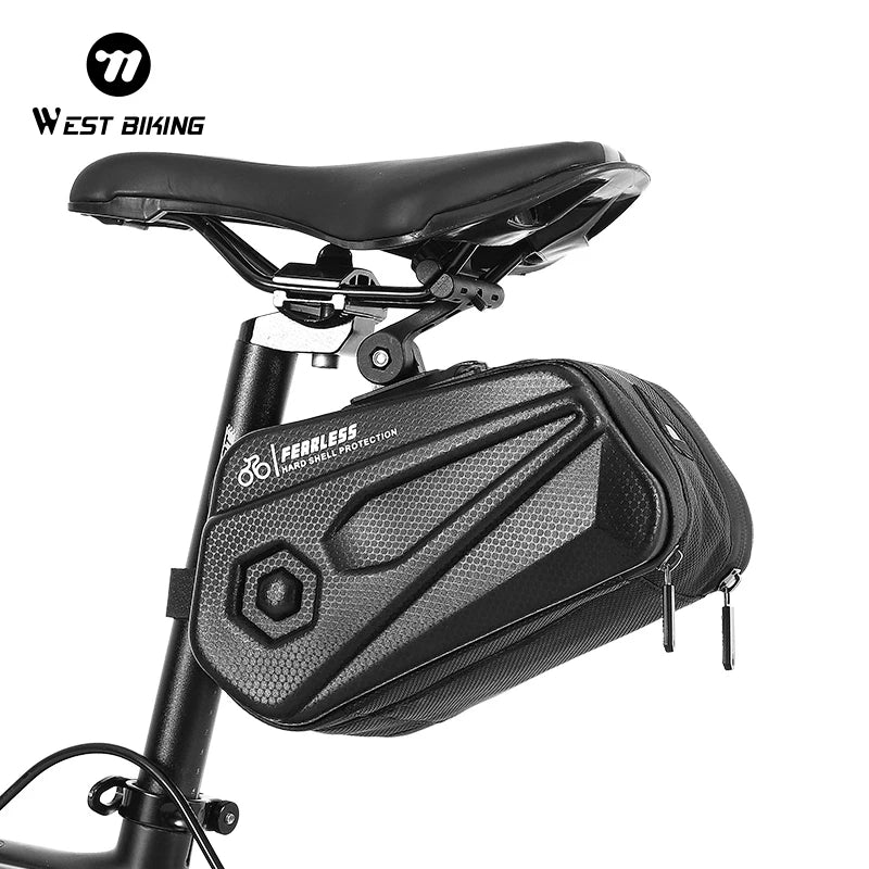 WEST BIKING Bicycle Tail Bag 2.6L Capacity Reflective Cycling Saddle Bag Waterproof Hard Shell Pouch MTB Road Bike Accessories