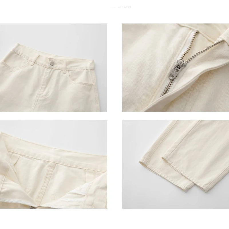 2025 Women Spring Wide Leg Denim Pants High Waist Cotton Stright Pants Fashion Clothes Pants Female Trousers