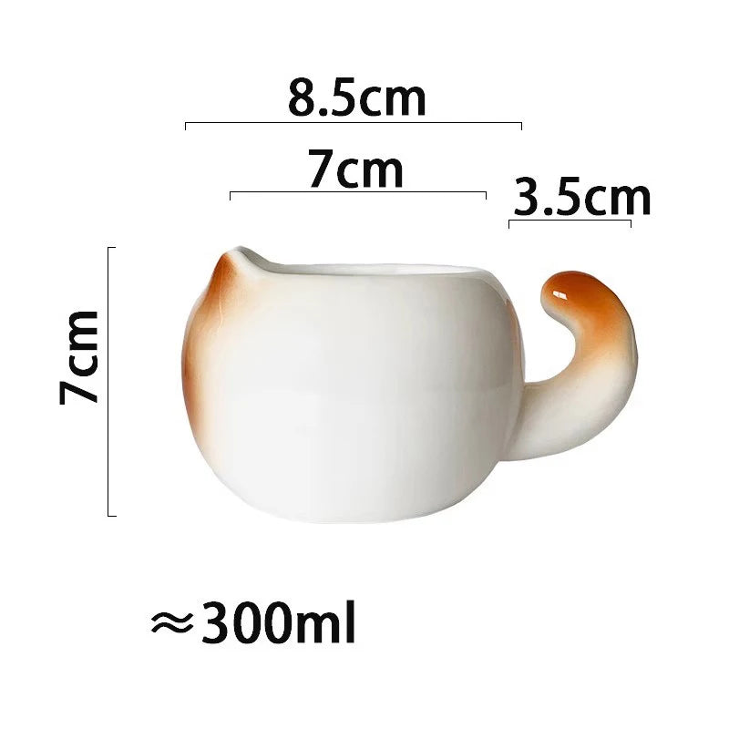 Cute Cat Coffee Cup 300ml Kawaii Ceramic Mug For Tea Milk Water Juice Mocha Lovers Breakfast Cup Birthday Gift For Women Men