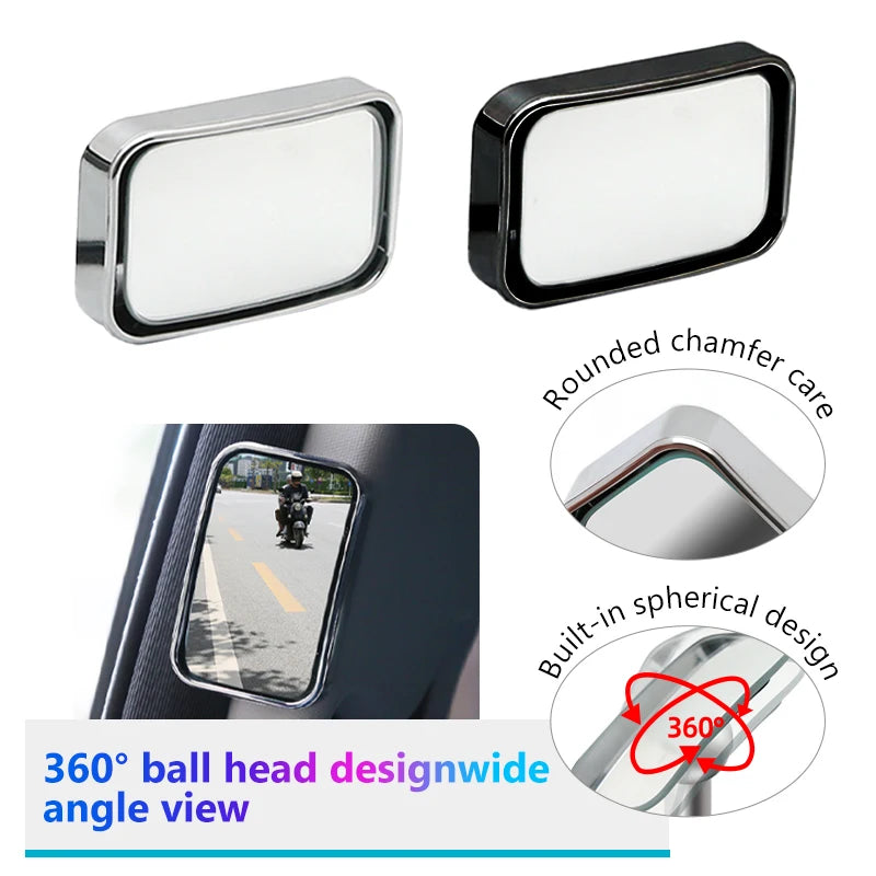 SEAMETAL 2Pcs Rearview Mirror for Back Passenger HD Glass Wide Angle Convex Mirror Adjustable Car Blind Spot Rear View Mirror