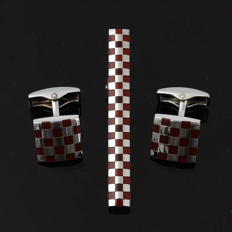 Mens Ties Clip Cufflinks Set Shirt Accessories Necktie Tie Bars Cuff Links Suit Luxury Quality Jewelry Gifts For Wedding Party