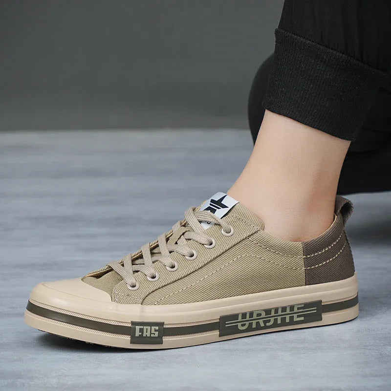 New Canvas Driving Shoes Men Lace Up Vulcanized Canvas Shoes Mens Designer Flat Loafers Non-slip Casual Sneakers for Man 24140