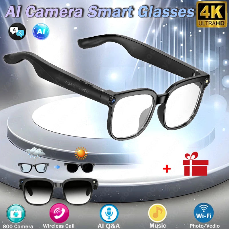 2025 New Upgrade 8MP Smart Glasses With Camera Video Recording AI Photo Recognition BT Call Translation AI Voice Sunglasses Man